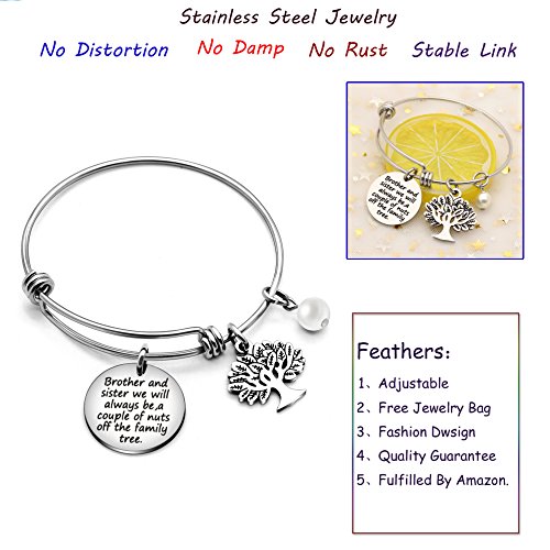 Pulsera para hermana, regalo familiar, hermano y hermana, seremos siempre una pareja de tuercas del árbol de la familia