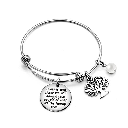 Pulsera para hermana, regalo familiar, hermano y hermana, seremos siempre una pareja de tuercas del árbol de la familia