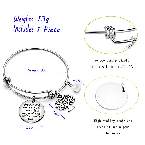 Pulsera para hermana, regalo familiar, hermano y hermana, seremos siempre una pareja de tuercas del árbol de la familia