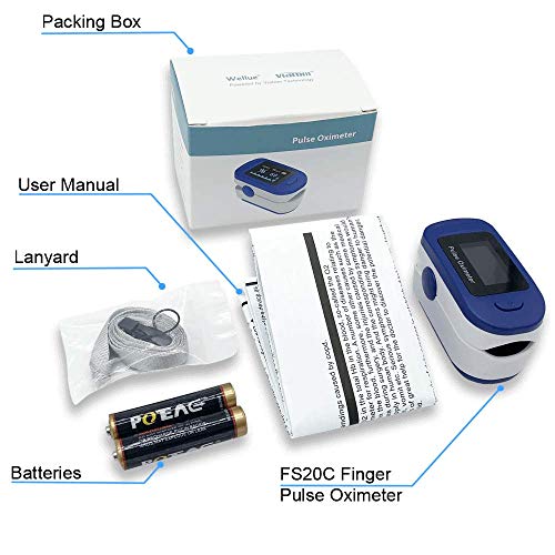 Pulsioximetro Easy Health Oximetro de Dedo y de Pulso Profesional FS20C para Adultos y Niños con Monitor de Oxígeno y Saturación en la Sangre Oximeter