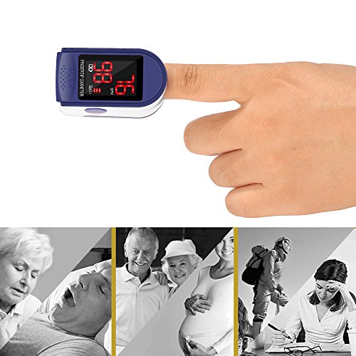 Pulsómetro Digital Oxímetro de Pulso Pulsioxímetro de Dedo con Pantalla LED, Monitor de Frecuencia Cardíaca y Medidor de Oxígeno en Sangre SpO2 para Hogar y Profesional, Adultos y Niños, Uso Deportivo