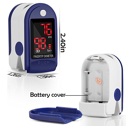 Pulsómetro Digital Oxímetro de Pulso Pulsioxímetro de Dedo con Pantalla LED, Monitor de Frecuencia Cardíaca y Medidor de Oxígeno en Sangre SpO2 para Hogar y Profesional, Adultos y Niños, Uso Deportivo