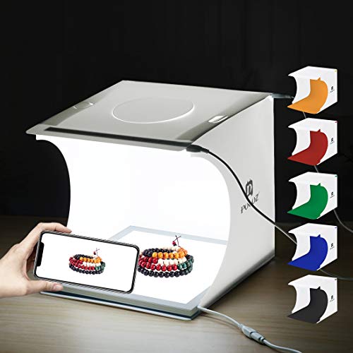 PULUZ Kit de estudio fotográfico portátil 24 x 23 x 22 cm Caja de luz plegable Panel iluminado LED sin sombra con 6 fondos para fotografiar productos pequeños