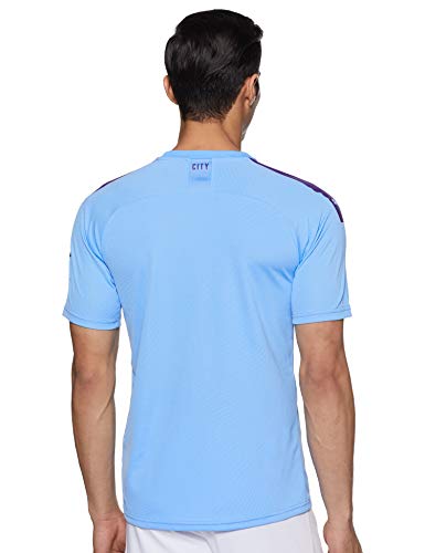 Puma Men's MCFC HOME Shirt Replica SS with Sponsor Logo Jersey, Team Light Blue-Tillandsia Purple, S