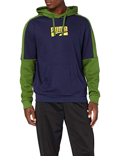 PUMA Rebel Block Hoody FL Sudadera, Hombre, Peacoat, M