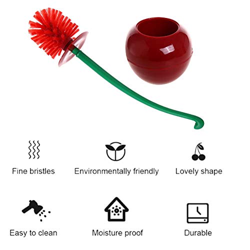 PUMYPOREITY Juego de escobilla de Inodoro y Soporte con Forma de Cerezo de plástico Premium Redondo para baño, Soporte Duradero con cerdas de Limpieza Profunda