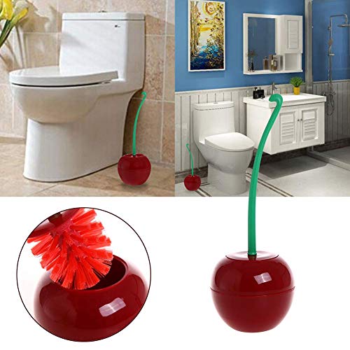 PUMYPOREITY Juego de escobilla de Inodoro y Soporte con Forma de Cerezo de plástico Premium Redondo para baño, Soporte Duradero con cerdas de Limpieza Profunda