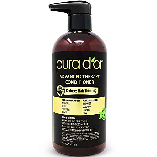 Pura D'Or Terapia avanzada acondicionador aumenta la humedad y la fuerza, una infusión de prima orgánica de aceite de argán y aloe vera, 473 ml