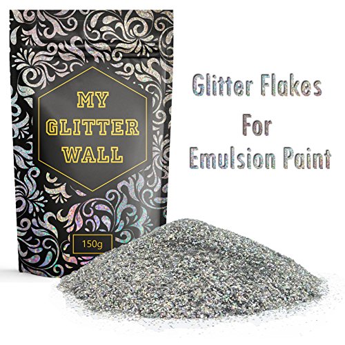 Purpurina «My Glitter Wall» para pintura plástica. Ideal para decoración de paredes en interiores y exteriores. 150 g, AB, color plata