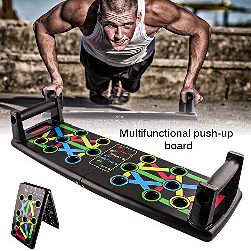 Push Up Rack Board, Tabla de Empújar Portátil Multiparte 14 en 1, Maquinas Plegables Codificadas por Color para Hacer Ejercicio para el Entrenamiento Muscular del Brazo en Interiores (negro)