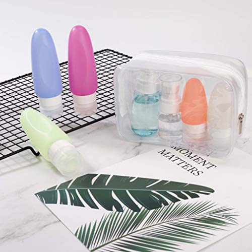 PVC Bolsa de Maquillaje 5 Piezas Transparente Bolsa de Aseo Portátil Cosméticos Organizador Impermeable para Vacación Baño y Viajes 16.5 x 5 x 11.5 cm