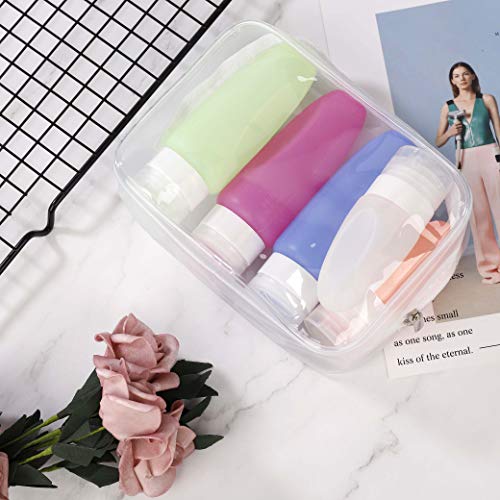 PVC Bolsa de Maquillaje 5 Piezas Transparente Bolsa de Aseo Portátil Cosméticos Organizador Impermeable para Vacación Baño y Viajes 16.5 x 5 x 11.5 cm