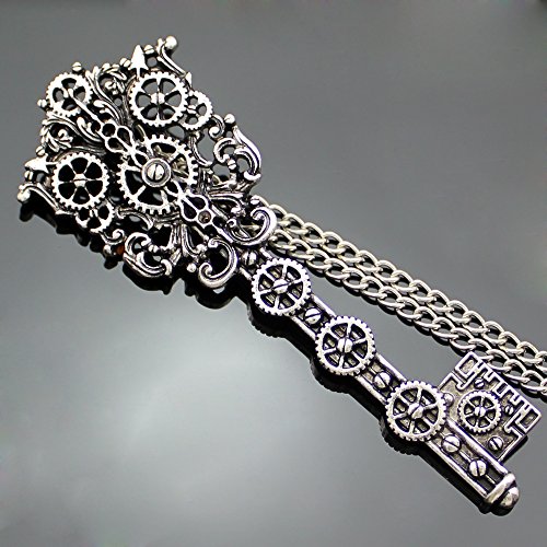 Q y Q de esqueleto reloj de diseño de filigrana de flores Victorian llave de moda reloj Gear Cog collar con colgante de Steampunk