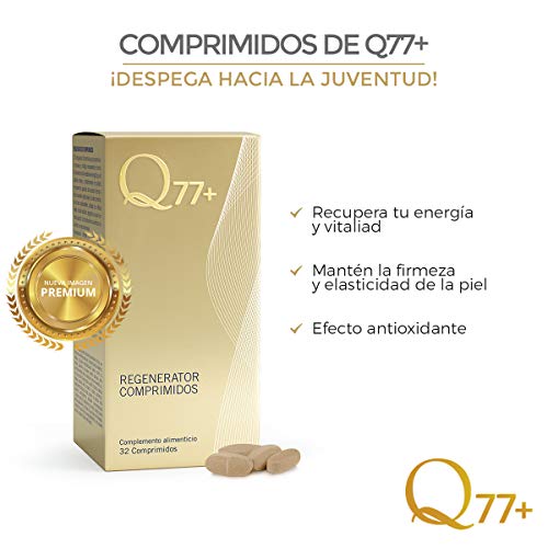 Q77+ REGENERATOR | COMPRIMIDOS REGENERADORES FACTOR 77 | Multivitaminas y Minerales Anti-Age | Salud y Belleza para tu cuerpo | Ideal contra Cansancio | Con Vitamina C, B3, Selenio y Zinc
