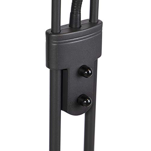 QAZQA Moderno Lámpara de pie negra con lámpara de lectura con LED y dimmer - Diva 2 Acero Redonda/Alargada Incluye LED Max. 2 x 18 Watt