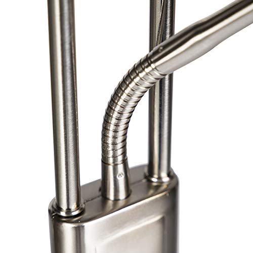 QAZQA Uplighter moderno acero brazo lectura LED regulador - DIVO Acero Redonda/Alargada Incluye LED Max. 1 x 19 Watt