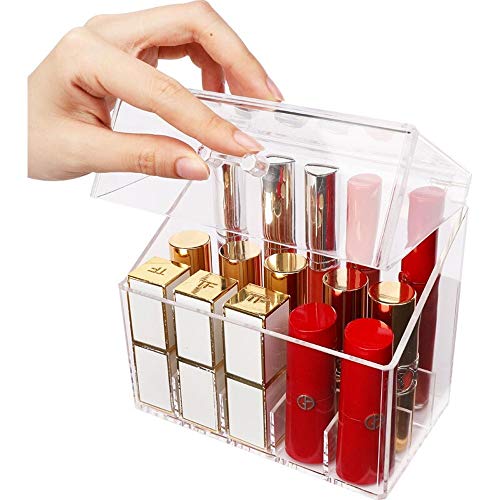 QAZX Pequeño escritorio mini almacenamiento dispositivo de acabado cuadro protector contra el polvo del lápiz labial cajas de almacenaje de labios Maquillaje compartida Acabado del lápiz labial del es