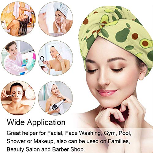QHMY Toallitas de Secado de Cabello de Aguacate Frito Turbante Toallas de Microfibra con botón Secado rápido Sombrero mágico Baño de Ducha Gorro Envuelto
