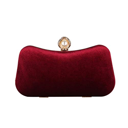 QIANGU Bolsos, Elegante Bolso de Mano para Mujer, Fiesta de Noche, Bolso de Mano para Novia, graduación, Boda, Cartera, Monedero, Vino Tinto