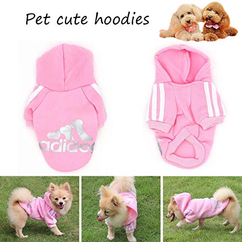 QiCheng&LYS Adidog Dog Hoodie Ropa, Mascota Cachorro Gato algodón Lindo cálido Sudadera con Capucha suéter (XS, Rosa)