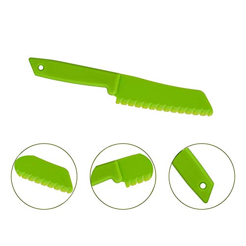 QincLing - Juego de cuchillos de cocina de plástico para niños, cuchillo de chef de nailon seguro para hornear, fruta, pan, pasteles, cuchillo de lechuga, cuchillo de ensalada