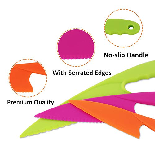 QincLing - Juego de cuchillos de cocina de plástico para niños, cuchillo de chef de nailon seguro para hornear, fruta, pan, pasteles, cuchillo de lechuga, cuchillo de ensalada