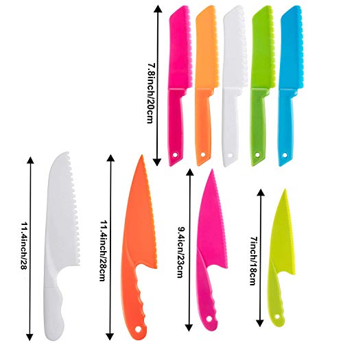 QincLing - Juego de cuchillos de cocina de plástico para niños, cuchillo de chef de nailon seguro para hornear, fruta, pan, pasteles, cuchillo de lechuga, cuchillo de ensalada