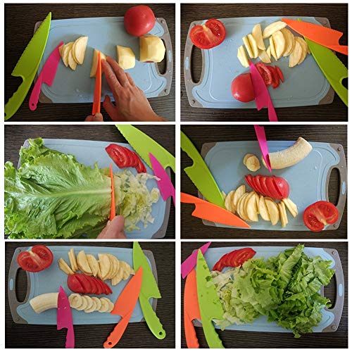 QincLing - Juego de cuchillos de cocina de plástico para niños, cuchillo de chef de nailon seguro para hornear, fruta, pan, pasteles, cuchillo de lechuga, cuchillo de ensalada