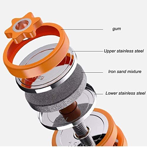 Qinmo Entrenamiento de Fuerza con Mancuernas Peso de la Mano con Barra Anillo de Goma de PVC Acolchado Mango Ajustable Peso 20 kg de Hogares de Acero Inoxidable Barra Fitness Equipment Eq