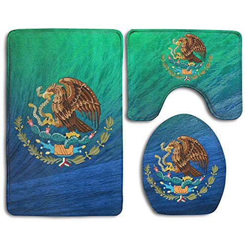 qinzuisp Alfombra De Entrada Bandera De México Tapa De Águila Cubierta Alfombra De Baño Cubierta De Asiento De Inodoro Al Aire Libre Baño Moderno Cocina Antideslizante Juegos De Alfombrilla