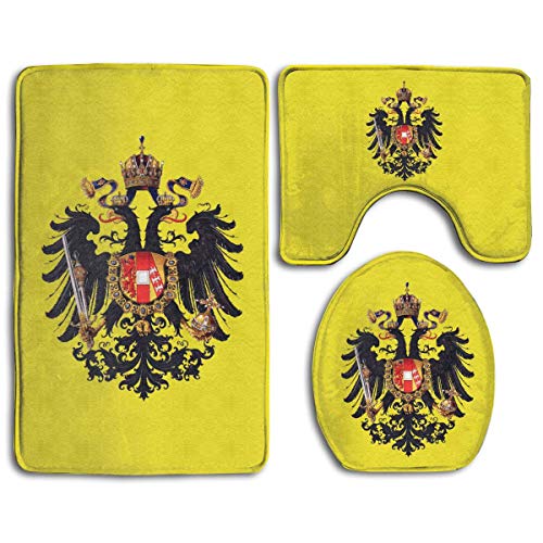 qinzuisp Alfombra De Entrada Cubierta De Tapa De Águila con Bandera Austríaca, Alfombrilla De Baño Duradera para Exteriores, Juegos De Alfombrillas De 3 Piezas, Cubierta De Asiento De Inodo