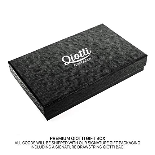 QIOTTI Funda Compatible para Galaxy S10 Cuero auténtico Italiano con RFID protección Soporte Plegable Ranuras para Tarjetas Cierre magnético (Smart Black)