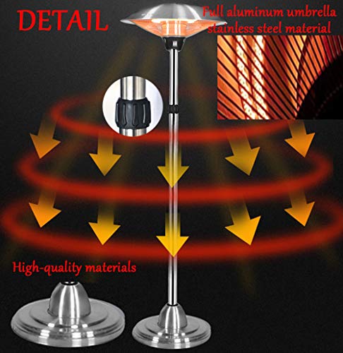 QIQI Calefactor de Techo,Ahorro Energético Radiador Infrarrojo Exterior con Patio Hogar Oficina Escritorio,Plata