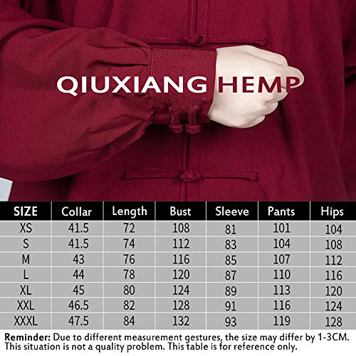 QIQI Tai Chi Uniforme Marciales Ropa,Zen Traje Tradicional Vintage Wing-Chun Shaolin Entrenamiento Meditación Yoga Unisex,Negro,S