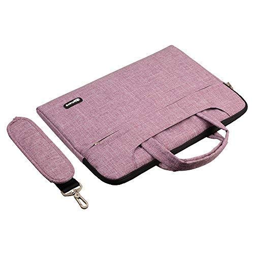 Qishare 13.3-14 Pulgadas Multifuncional portátil Hombro Bolsa maletín portátil de Ordenador portátil Caso Portador de la Ordenador portátil Messenger Caso(13.3-14 Pulgadas,Líneas púrpuras)