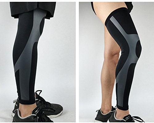 Qitun Calcetines de Compresion de Pierna Completa,Elástica Transpirable Como Leg Warmers/Accesorio de Ciclismo.(Envoltura única) Gris L