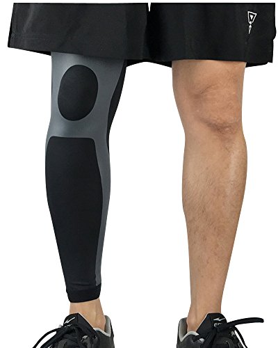 Qitun Calcetines de Compresion de Pierna Completa,Elástica Transpirable Como Leg Warmers/Accesorio de Ciclismo.(Envoltura única) Gris L