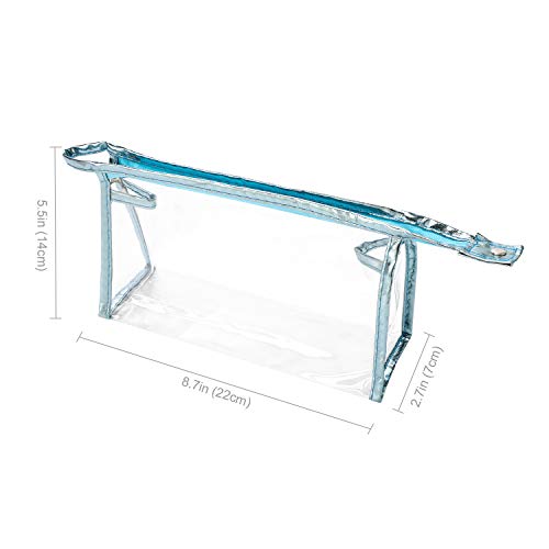 Qkurt 5 paquetes de neceser transparente impermeable con cremallera, bolsa de maquillaje portátil de PVC transparente para vacaciones, viajes, baño | Bolsas transparentes a la moda