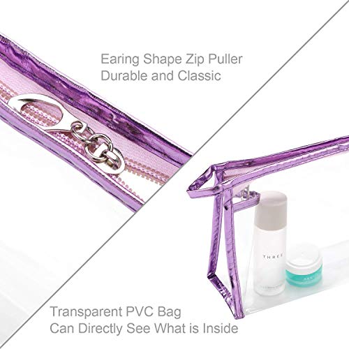 Qkurt 7 Paquetes de Bolsa de cosméticos Impermeable Transparente, Bolsa de Maquillaje cosmética Transparente de PVC portátil para Vacaciones, Viajes, baño | Bolsos Transparentes prácticos de Moda