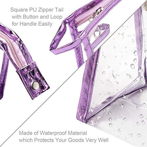 Qkurt 7 Paquetes de Bolsa de cosméticos Impermeable Transparente, Bolsa de Maquillaje cosmética Transparente de PVC portátil para Vacaciones, Viajes, baño | Bolsos Transparentes prácticos de Moda