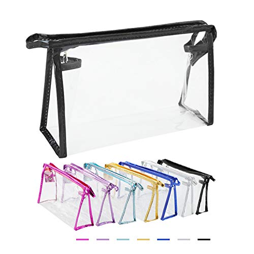 Qkurt 7 Paquetes de Bolsa de cosméticos Impermeable Transparente, Bolsa de Maquillaje cosmética Transparente de PVC portátil para Vacaciones, Viajes, baño | Bolsos Transparentes prácticos de Moda