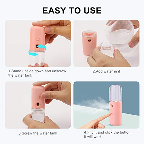 QKURT Nano Mist Sprayer, vaporizador facial Nano Mister Spray de hidratación para uso diario Maquillaje Misture Skin- USB recargable portátil