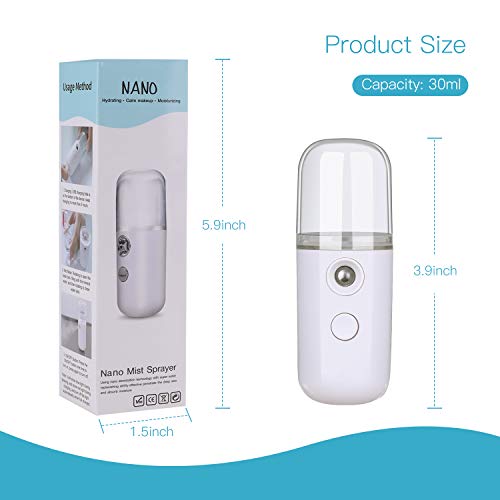 QKURT QKURT Nano Mist Sprayer, vaporizador facial Nano Mister Spray de hidratación para uso diario Maquillaje Misture Skin- USB recargable portátil