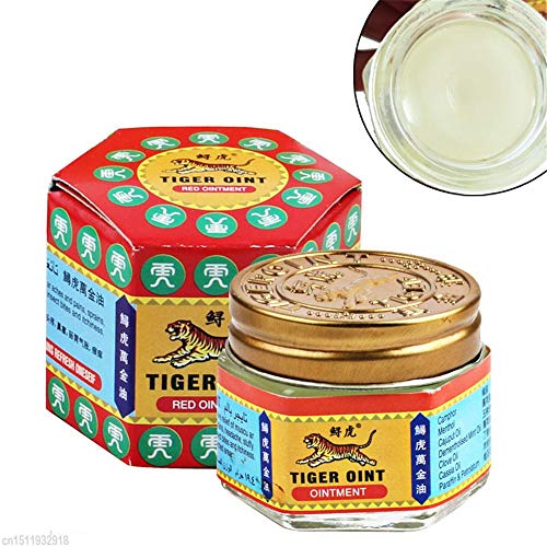 QLQ Ungüento 100% Original de bálsamo de Tigre Rojo Ungüento de analgésico de Tailandia Ungüento para aliviar el Dolor Muscular Calmar la picazón (19.5g),Blanco