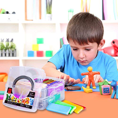QMAY Modelado de Arcilla, Arcilla de polímero Kit de Herramientas de Modelado, Arte Creativo DIY Crafts, Regalo para niños (46 Bloques(28g))