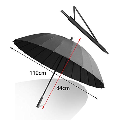 QNMP 24 Paraguas Mango de Hueso Largo, Doble Grande Golf Paraguas, Impermeable a Prueba de Viento Paraguas, Negro manija Recta a Prueba de Viento de Negocios Paraguas, Paraguas Unisex
