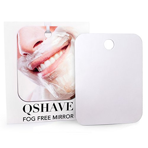 QSHAVE Espejo de ducha antivaho tamaño grande con ventosa y gancho adhesivo para afeitado sin niebla