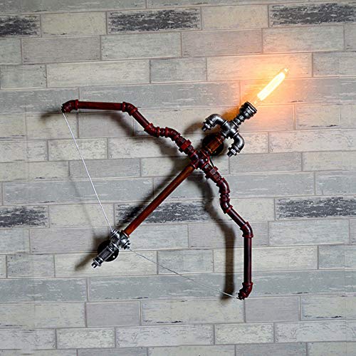 QTRT Cupido Arco y flecha Tubería de agua Luz de pared, Lámpara de tubo europea Aplique de pared de metal creativo, Retro Bar Restaurante Lámpara de decoración de hotel, Lámpara de cabecera de dormito