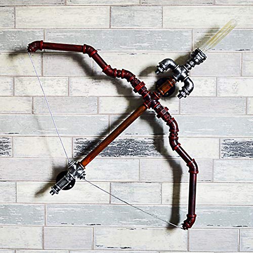 QTRT Cupido Arco y flecha Tubería de agua Luz de pared, Lámpara de tubo europea Aplique de pared de metal creativo, Retro Bar Restaurante Lámpara de decoración de hotel, Lámpara de cabecera de dormito