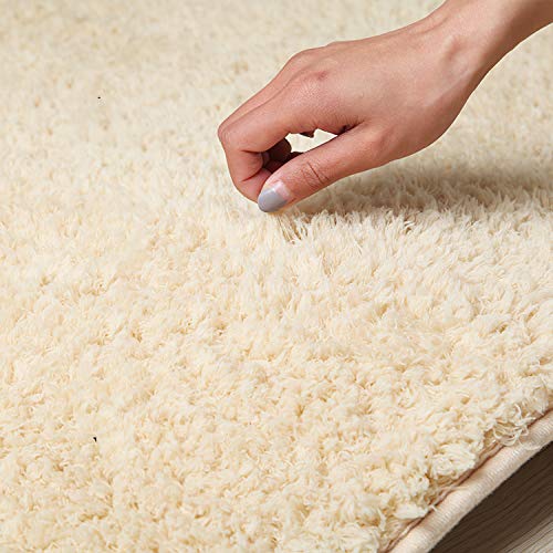 QUANHAO Alfombra Salon Grandes Shaggy - Alfombras Dormitorio Modernas Pelo Largo Lavables - para Comedor, Dormitorio, Pasillo y Habitación Juvenil (lechoso, 80x160cm)
